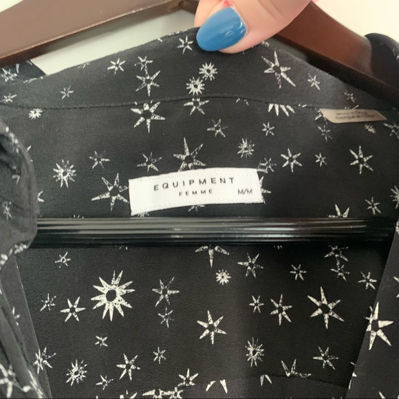 Equipment Black Star Ruffle Dress Medium - Picture 3 of 6